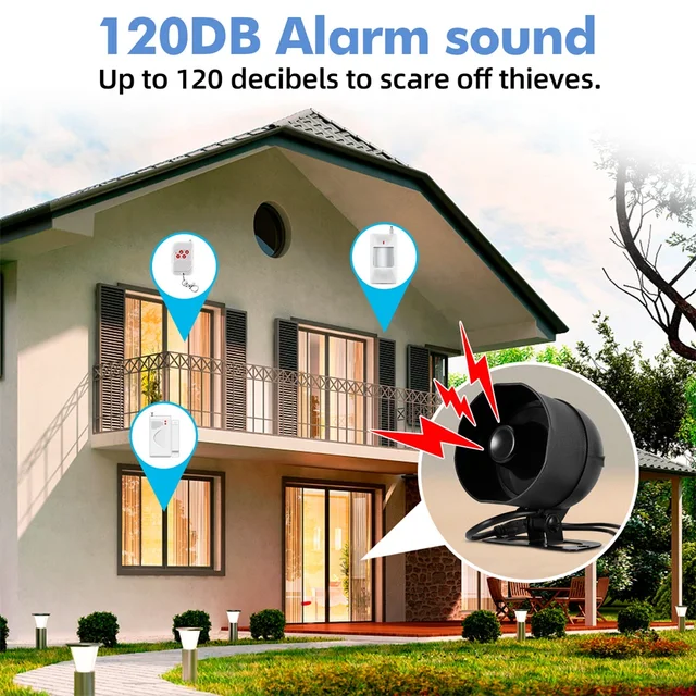 KERUI 120db Siren Alarm System WiFi Tuya Smart Speaker Alarm Kit with Motion Sensor Door Sensor for Home Security Protection 6