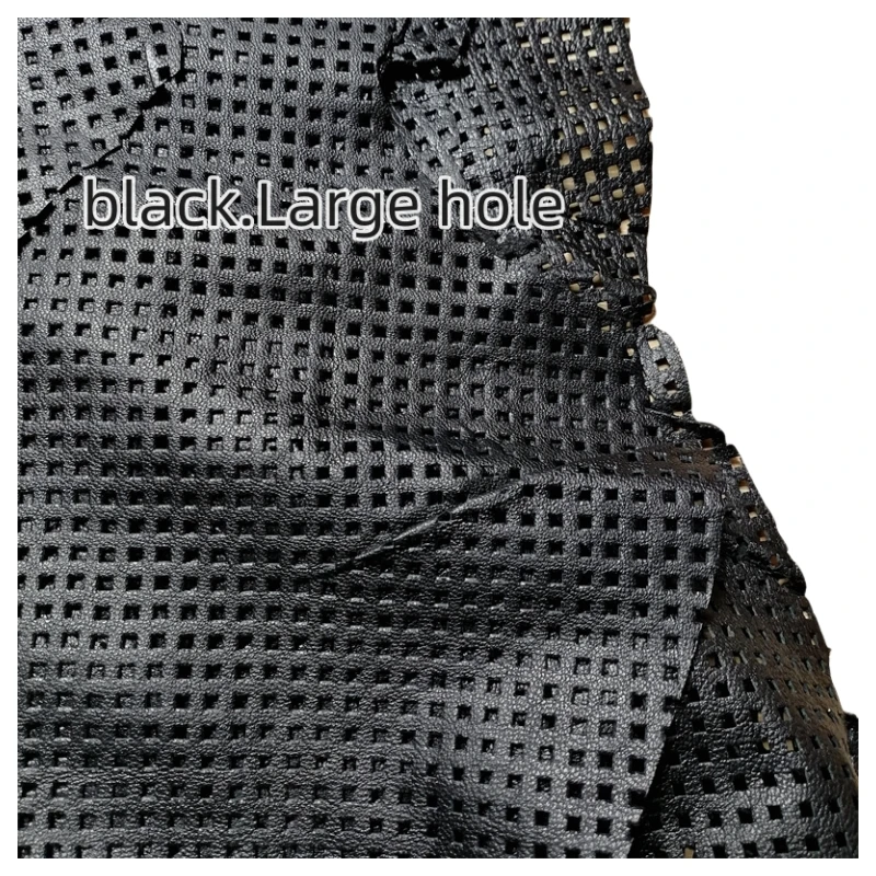 Elegant Black and Red Hollow Sheepskin Leather Fabric - Premium Handmade Material