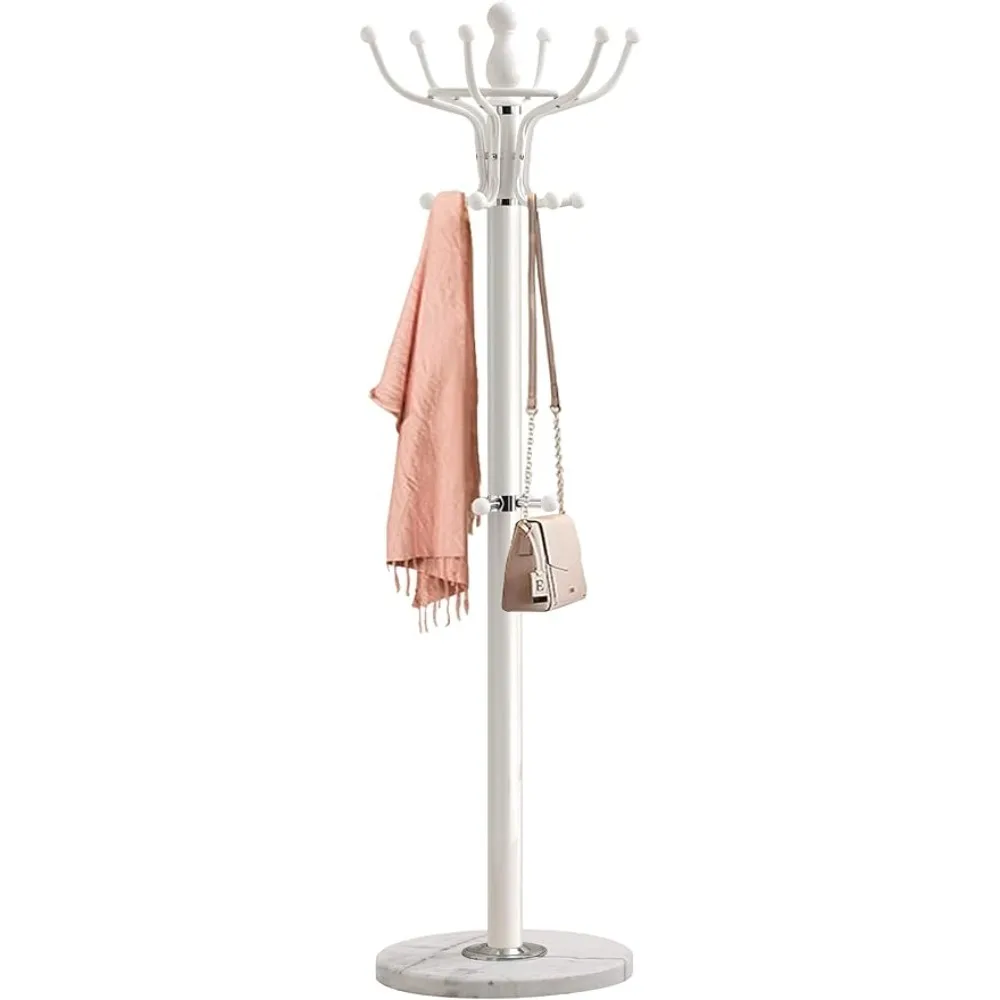 

Metal Coat Rack Freestanding 16 Hooks,Easy Assembly for Coat Tree,Entry-way Coat Racks Stand with Natural Marble Base Hall Tree