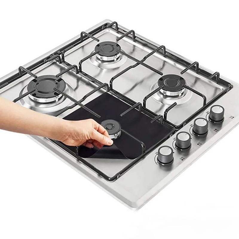 Gas Stove Protector 4Pcs Kitchen Reusable Burner Covers Mat Protector Cleaning Pad Liner Cover