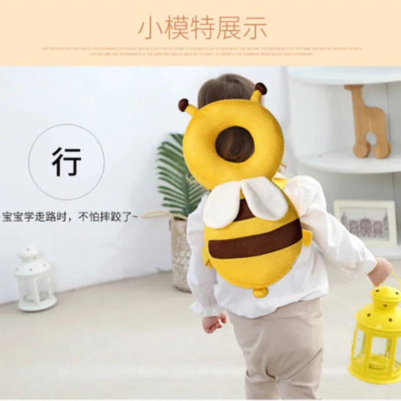 1-3T Baby Head Protector Safety Pillow Anti-Fall Cushion Pad for Toddler Headgear Angel Bee Cartoon Security Head Protection Pad