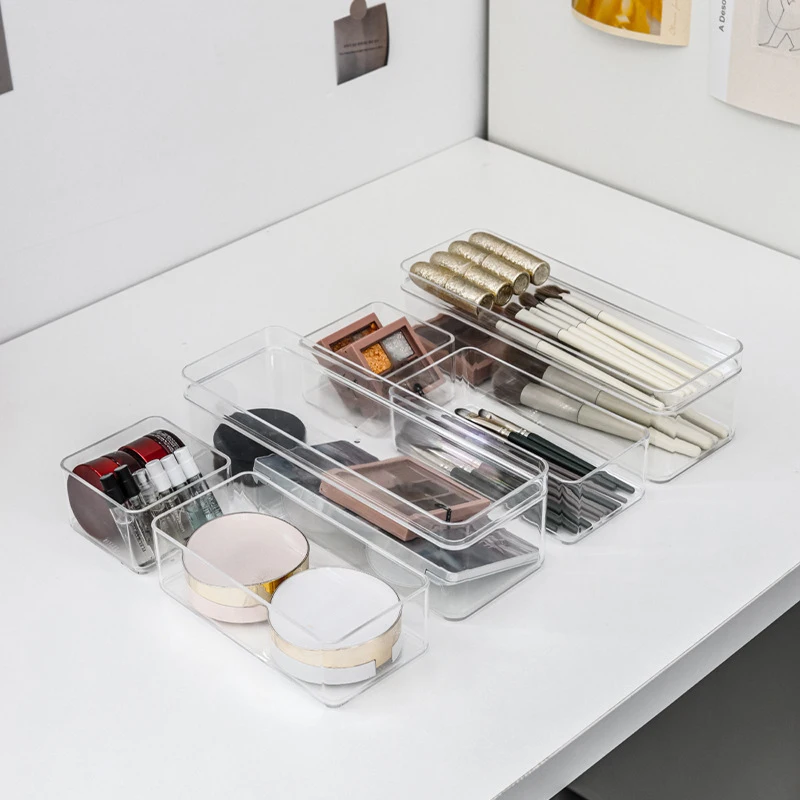 Clear Drawer Organizer Transparent Drawer Divider Storage Box Bins Case For Utensil Cosmetic Groceries Kitchen Tableware 3