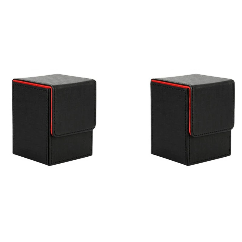 

2X Card Case Deck Box Sleeved Cards Deck Game Box For Yugioh MTG Binders: 100+, Black Red