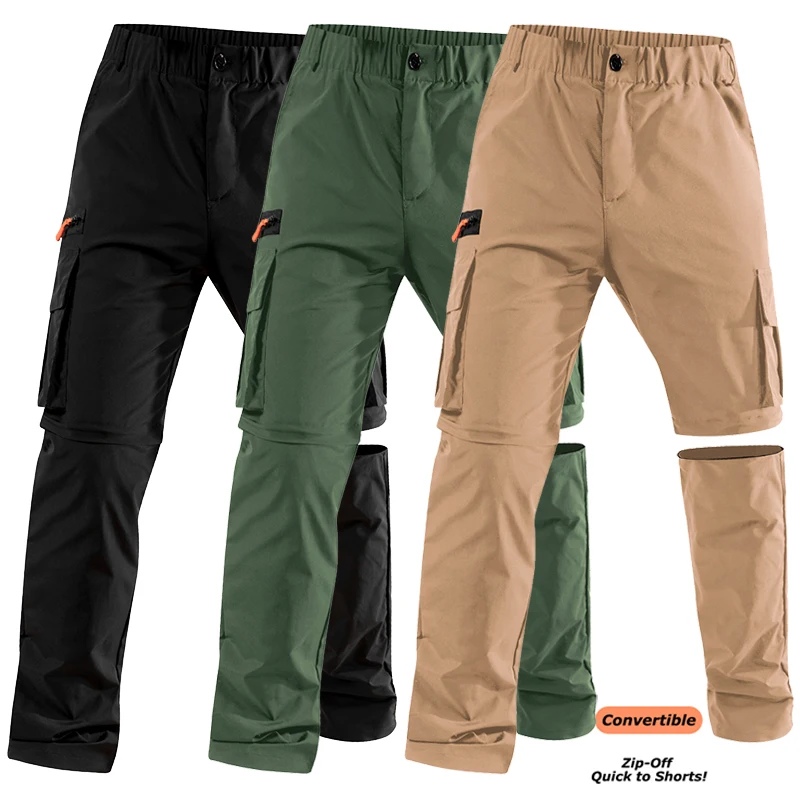 Pantalon Cargo Homme Convertible 2 En 1 - Randonnée, Pêche, Camping - Léger, Séchage Rapide - Taille élastique
