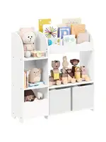 SONGMICS Toy and Book Organizer for Kids, Kids Bookshelf and Toy Storage, Storage Organizer with 2 Storage Boxes, for Playroom 1