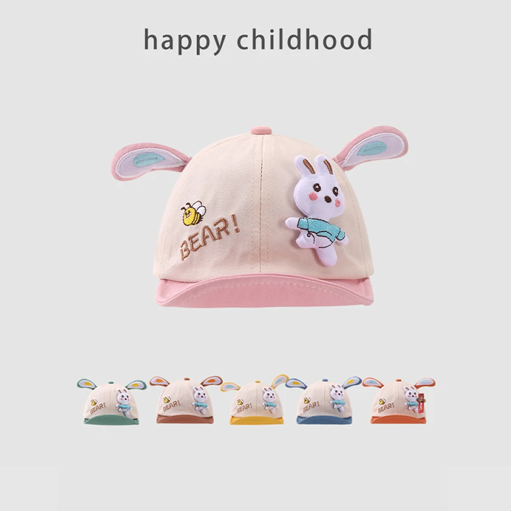 

Baby Hats Spring And Autumn New Rabbit Cartoon Soft Brim Baseball Caps Boys & Girls Leisure Sunshade Peaked Cap
