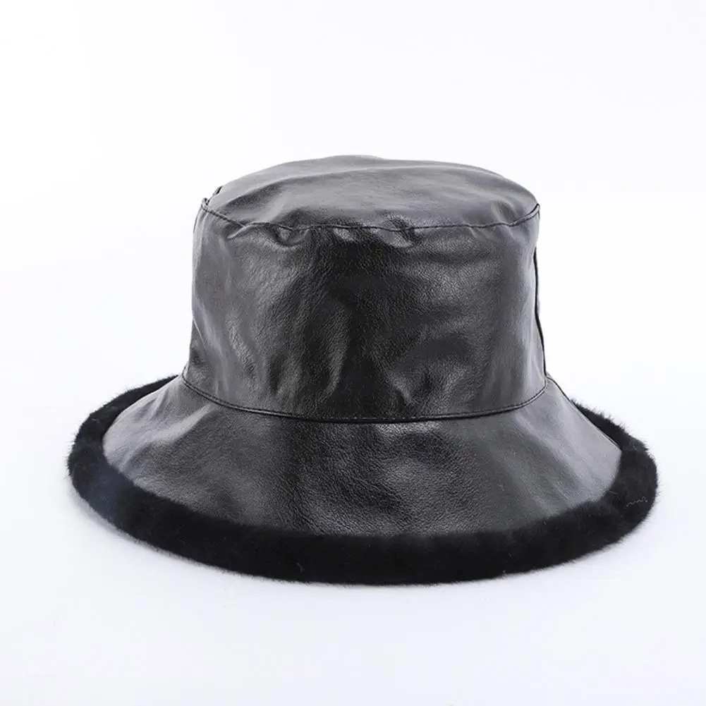 

Ladies Woven Plush Hat Ladies Flat Top Hat Stylish Windproof Ladies Fisherman Hat with Plush Faux Fur Short for Fall for Women