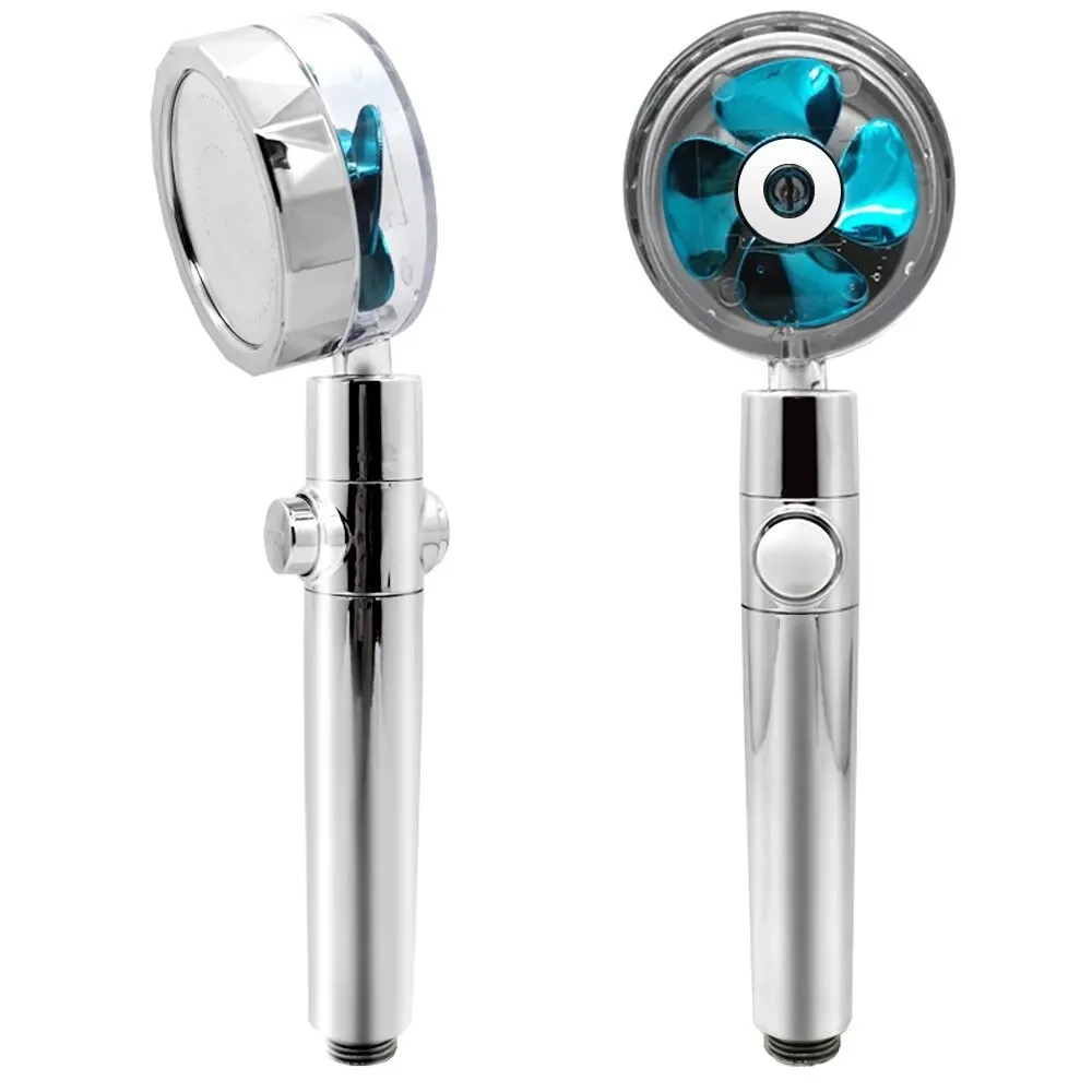 Shower Head High Pressure Rainfall Water Saving 360 Rotating Twin Turbo Propeller Fan Bathroom Accessories