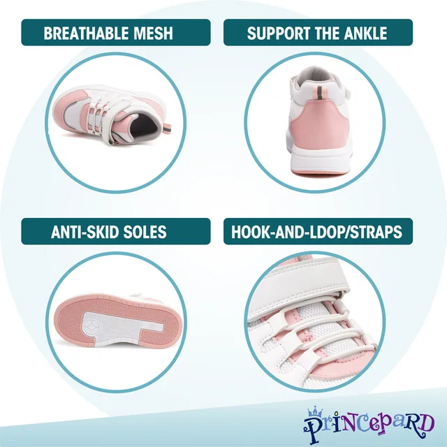 أحذية رياضية للأطفال من Princepard مع دعم للكاحل، أحذية كاجوال لتقويم العظام باللون الوردي والأزرق للأولاد والبنات مع نعل داخلي تصحيحي للأقدام المسطحة 2