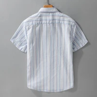 2025 été nouveau décontracté coton rayé à manches courtes chemise pour hommes mode col rabattu chemise FY227 2