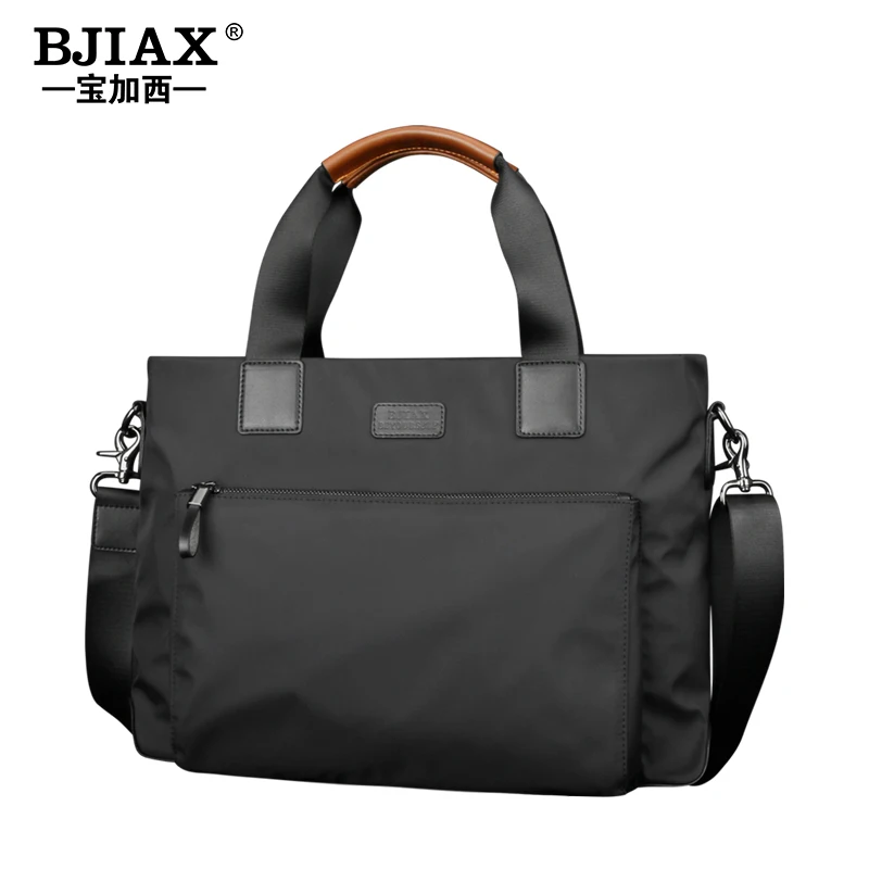 Leather Briefcase Crossbody Bags Men Bag Horizontal Business Casual Handbag Nylon Oxford Cloth Canvas Bag Crossbody Briefcase