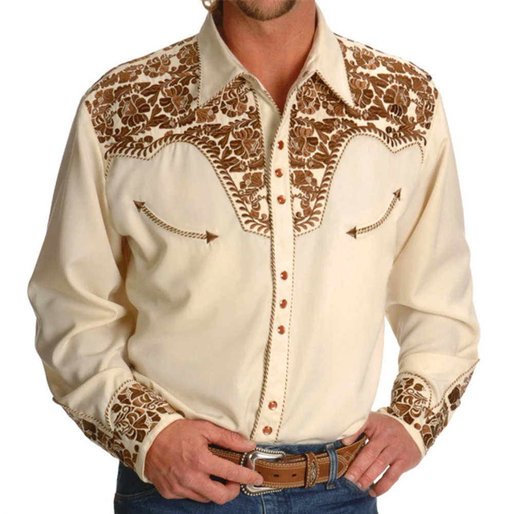 Clothes Men Tops Printed Shirts Long Sleeve Loose Slim Workwear Blouse Brand Breathable Button Down Casual Clothing