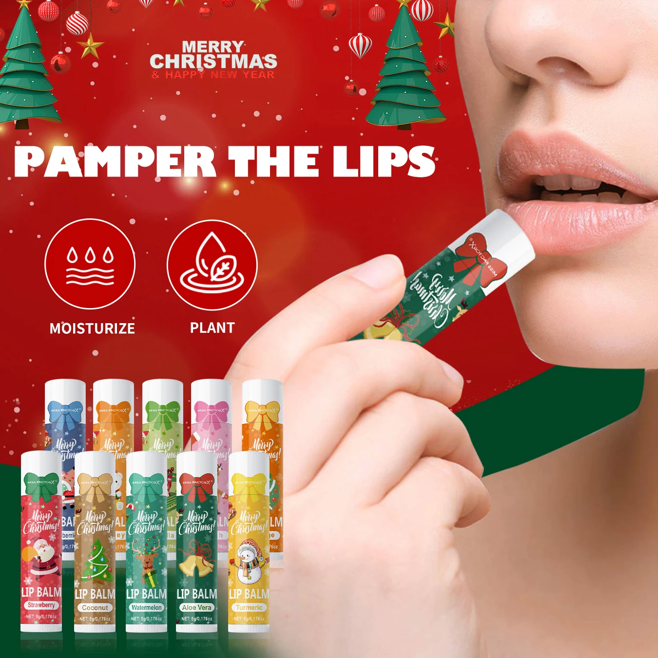 10PCS/Box Christmas gift box, lip balm set, deeply hydrating lip moisturizer, lip color brighten, gift to women 3