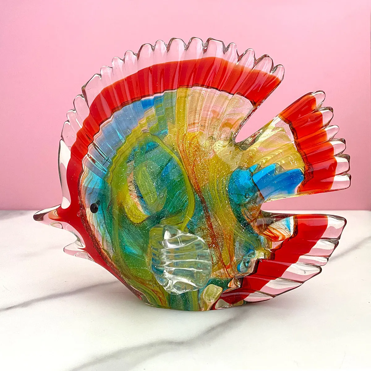 

3 colors Crystal Fish Figurine Glass Hand Blown Big Size Tropical Fish Modern Animal Craft Home Fish Tank Cabinet Decor