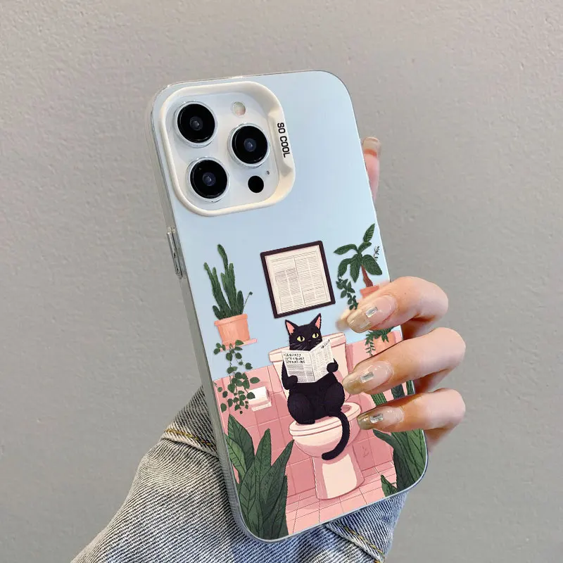 Lovely Cartoon Cat Laser Phone Case - Shockproof Protective Cover