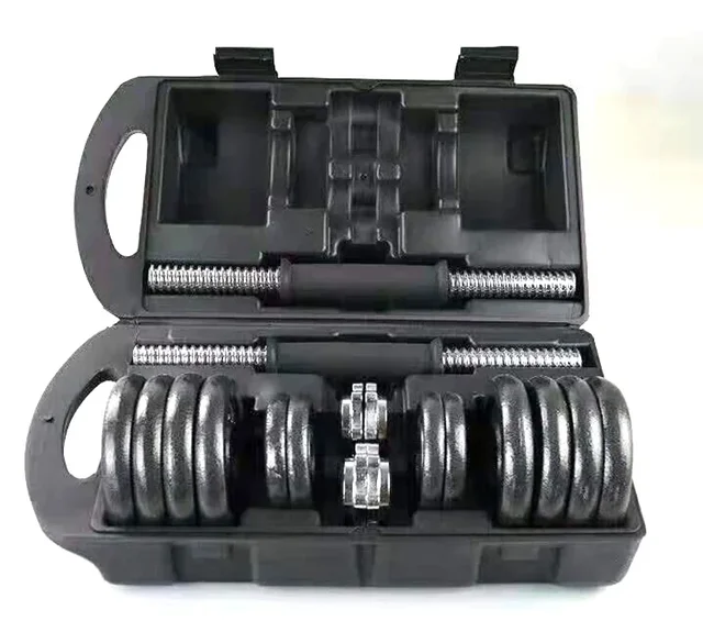 High-quality Cast Iron and Spray-painted Dumbbell Set with Adjustable Weight 10-20kg Fitness Equipment for Gym Use.