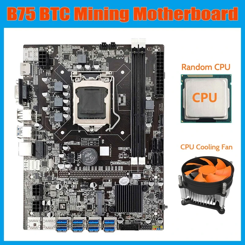 latest motherboard for desktop B75 ETH Mining Motherboard+Random CPU+Cooling Fan LGA1155 8XPCIE USB Adapter DDR3 MSATA B75 USB BTC Miner Motherboard best gaming motherboard