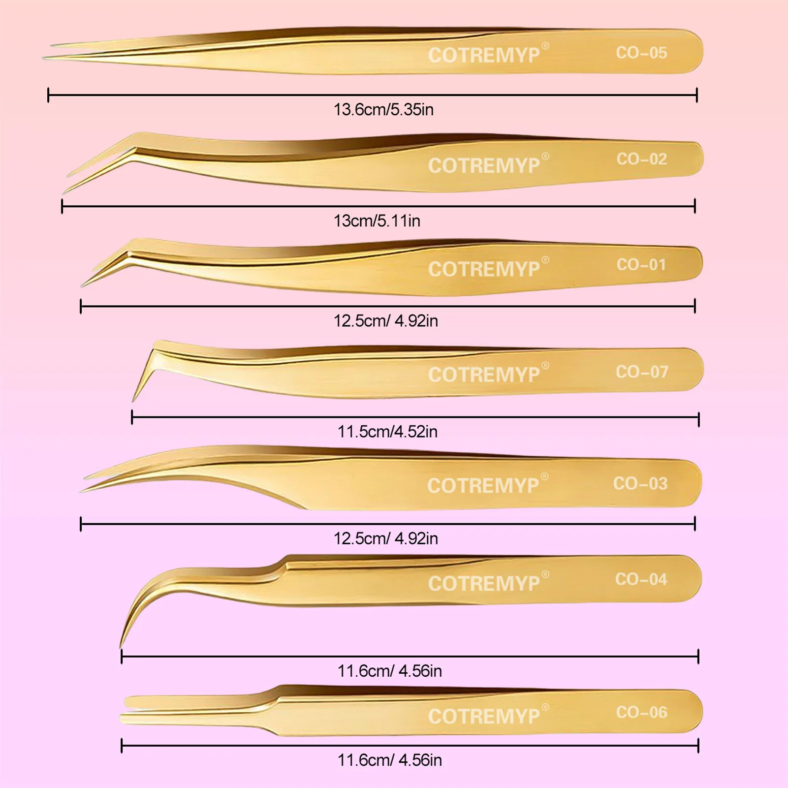 Eyelashes Tweezers Stainless Steel Superhard Tweezers High Precision Anti-static Tweezers For Eyelash Extensions Makeup Tools 6
