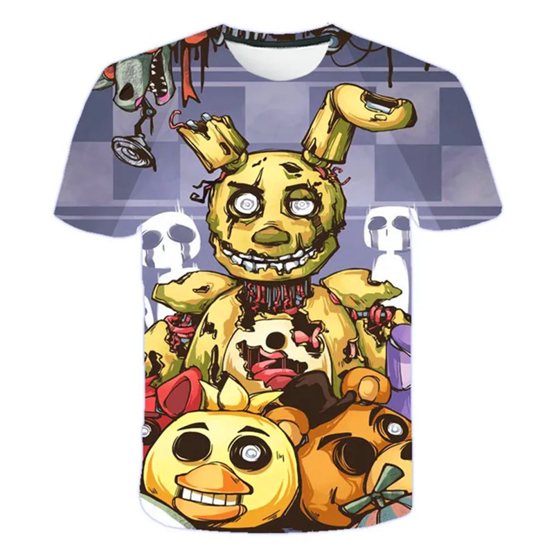 2022 new style Five Night Freddy summer T shirts fit kid boys girls fashion loose short sleeve T shirts 4-14 T top T-Shirts