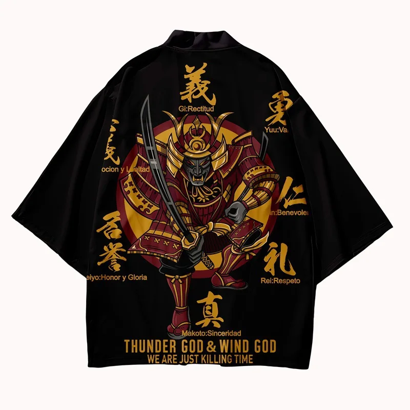 Summer Ukiyoe Japanese Harajuku Kimono Cape Feather Robe 3D Digital Printed Cardigan