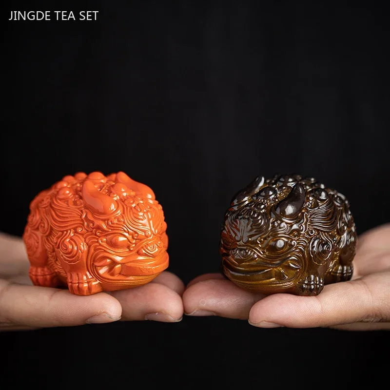 Mini Resin Color-changing Tea Pet Zhaocai Animal Sculpture Tea Table Decoration Zen Tabletop Ornaments Exquisite Tea Accessories
