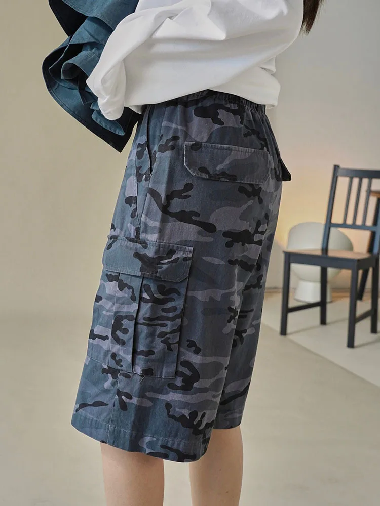 [LANMREM] High Waist Drawstring Shorts For Women Elastic Loose Wide Leg Pants Streetwear Clothing 2024 Summer New 26D8359