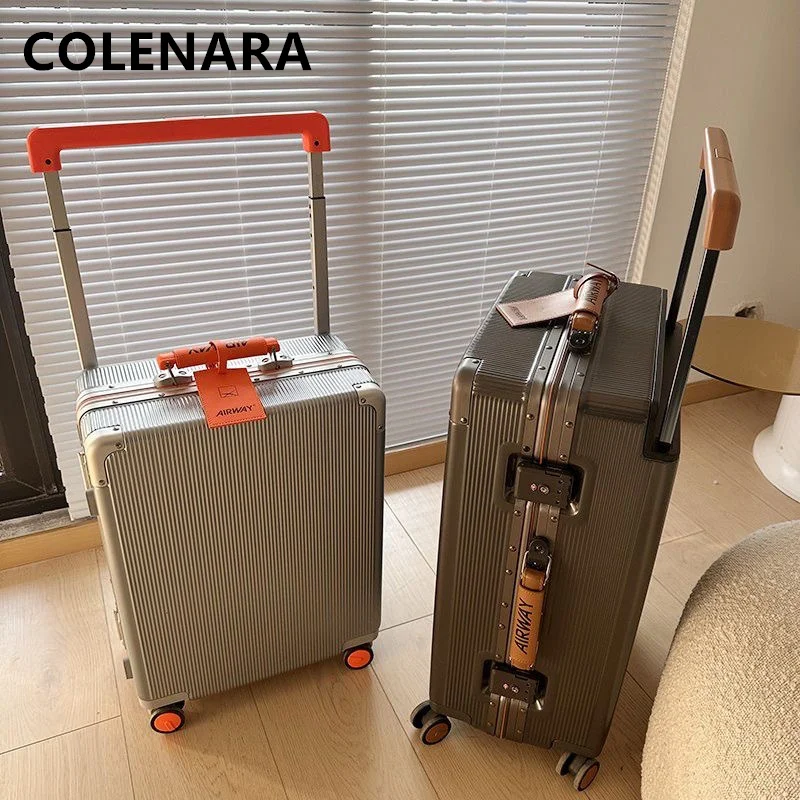 COLENARA 20"24"26"28 Inch The New Luggage Men's Aluminum Frame Business Trolley Case Universal Boarding Box with Wheels Suitcase