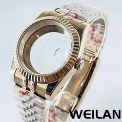 Premium Silver & Gold Waterproof Watch Case with Sapphire Crystal for 40mm NH34 NH35 NH36 (Rose Gold A1)
