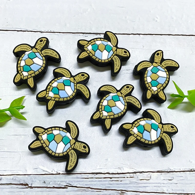 10pcs Lovable Tortoise Silicone Beads Silicone Cartoon Animal Food grade DIY Baby Pacifier Chain Accessories Baby Toys