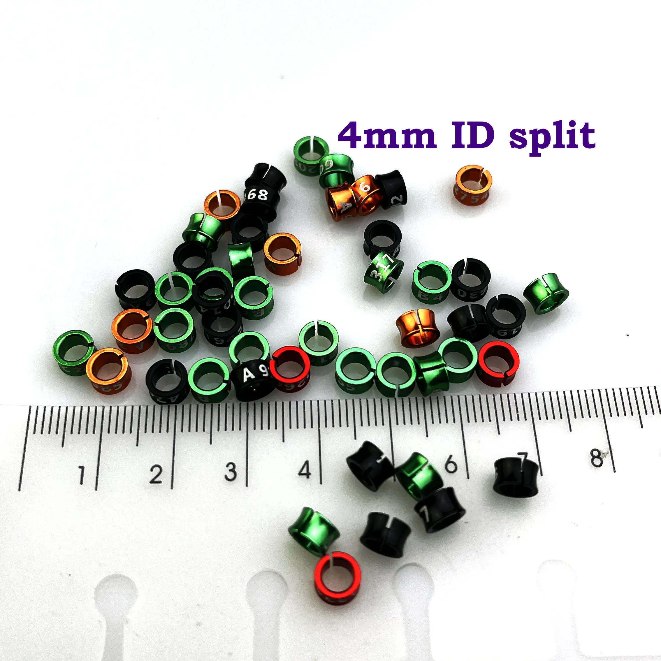Split Budgerigar Rings Aluminum Bird Leg Bands Non-Custom Random-Character Color-Mixture 4mm 25 PCs/Lot
