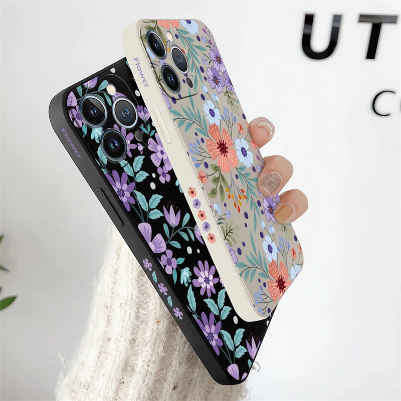 Charming Floral Shockproof Silicone Phone Case - Liquid Armor Protection