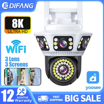 Yoosee 8K 3 Screens WiFi Security Camera 360° PTZ 3 Lens Human Detection Auto Tracking Surveillance Two-Way Intercom CCTV 1