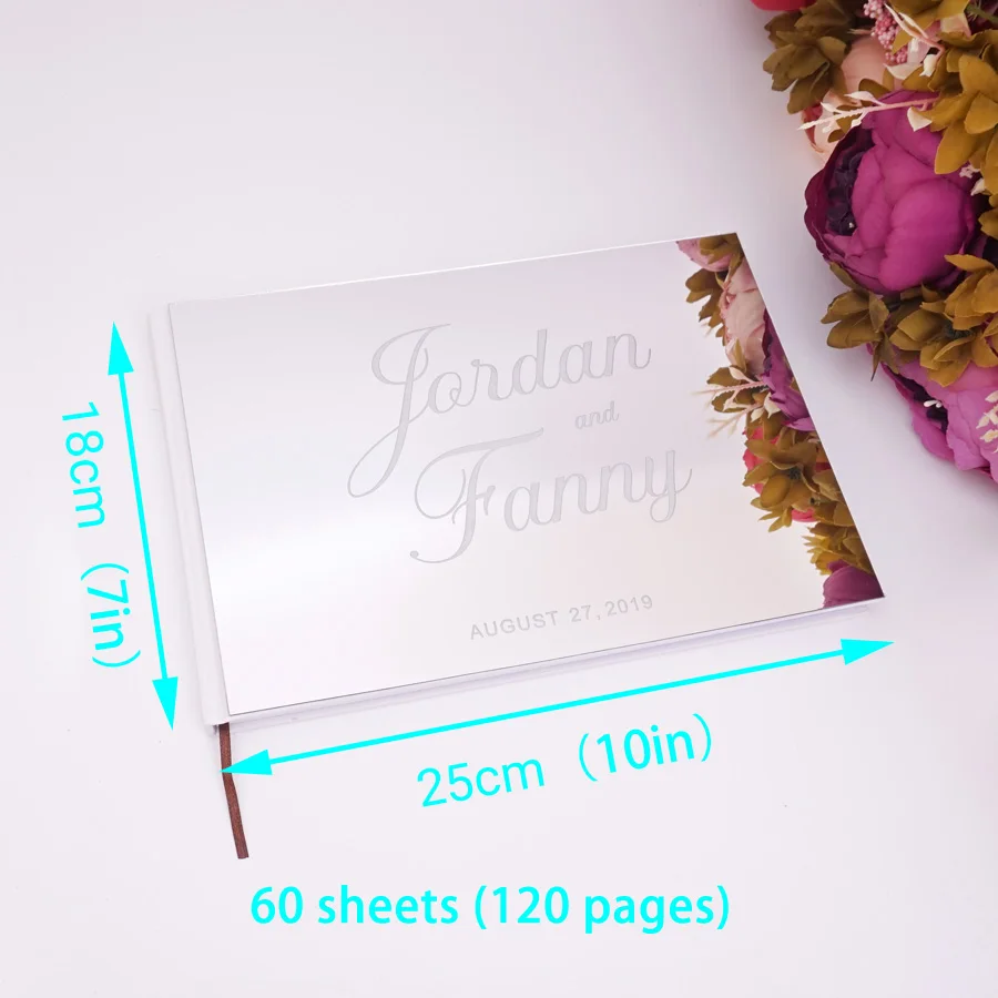 Personalized Wedding Groom And Bride Name Signature Guestbook Acrylic Cover For Memorial Gifts Sign In Book
