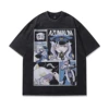 Men's Pure Cotton Washed Retro Printed Short-sleeved T-shirt Casual Loose Animation Printed Men's and Women's Trend Tops 4