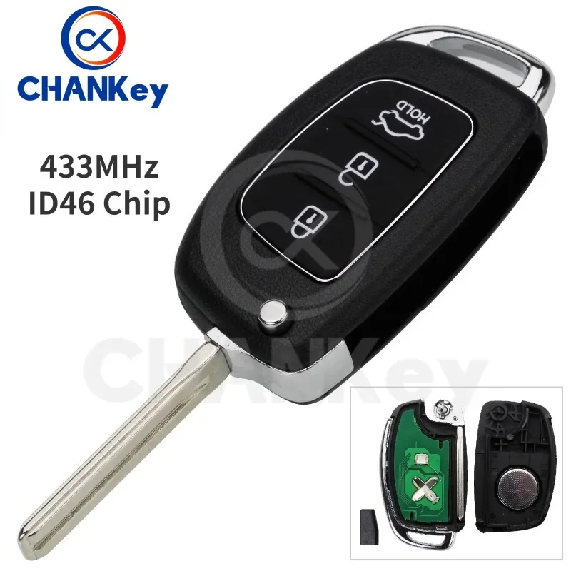 

Remote Key Fob 3 Buttons 433Mhz ID46 Chip For Hyundai New IX35 IX25 IX45 Elantra Santa Fe Sonata TOY40/HY20/HY14 Control