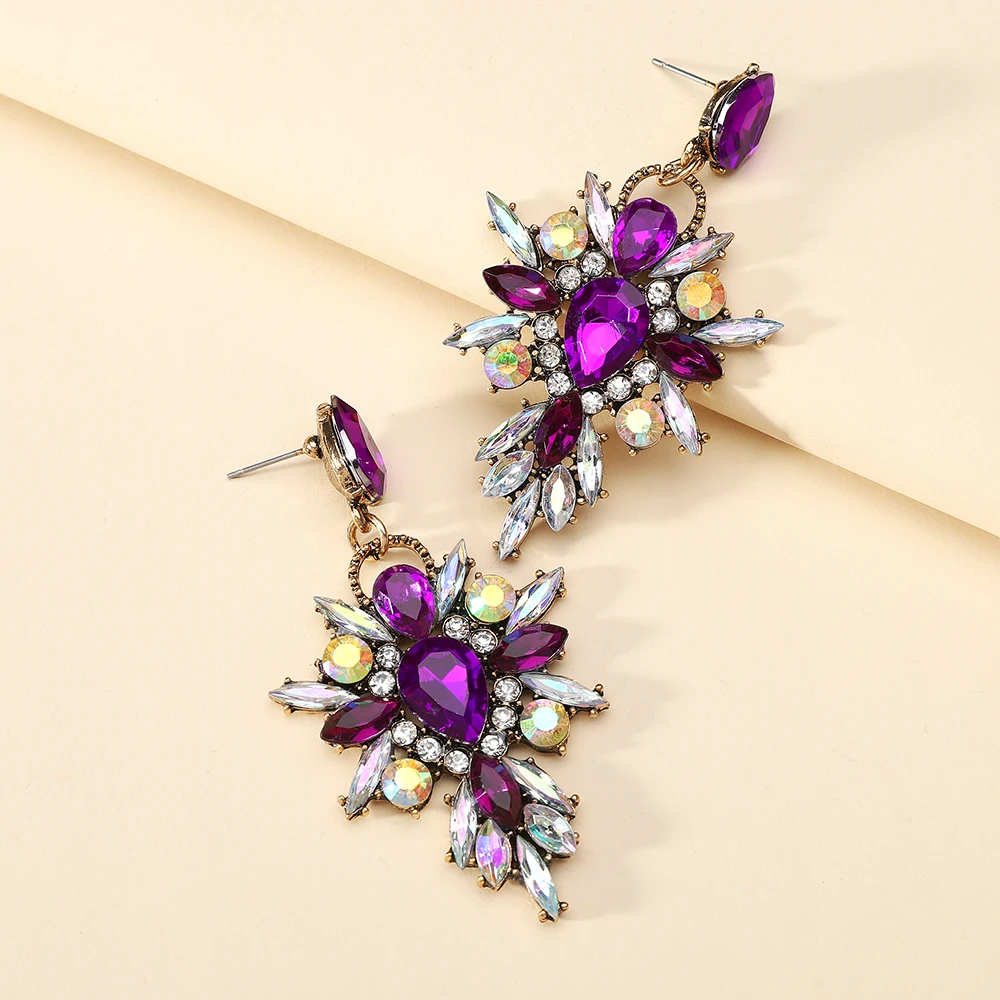 【BLACKPURPLE】5p  Crystal Point Earrings Amazon.com: KZZENKI Purple and Black Earrings for Women Men