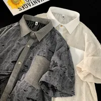Men Streetwear Hollow Hole Short-sleeved T-shirt Hip Hop Single-breasted Short-sleeved Shirt Summer Trendy Couple Fashion Tops 1