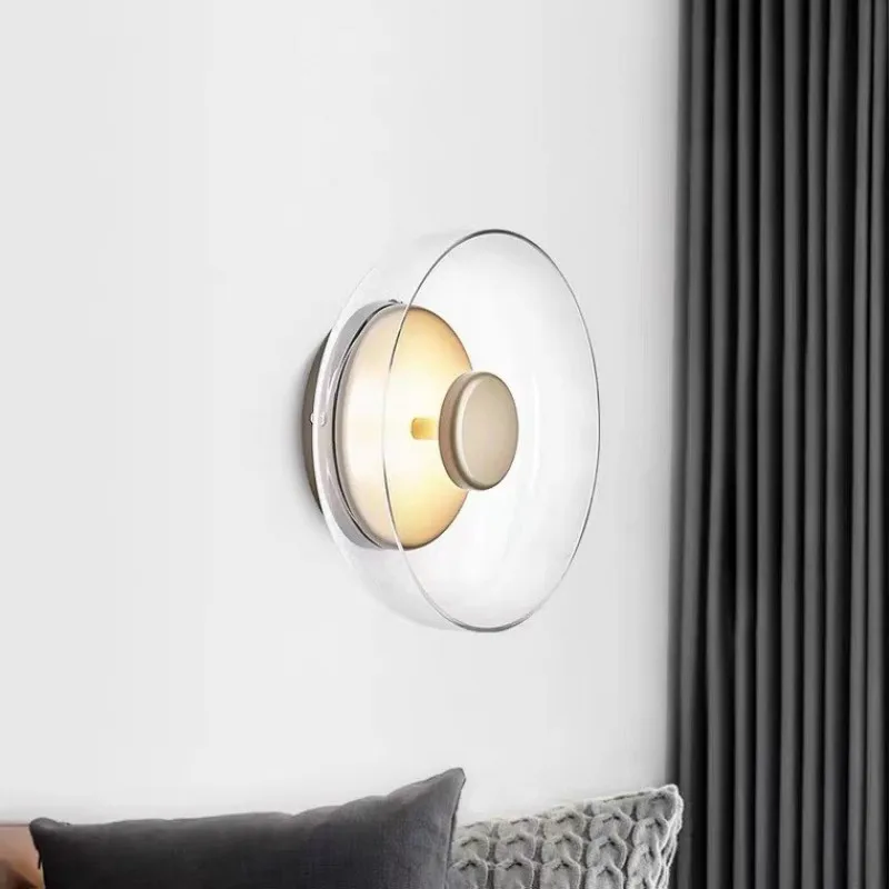 

Nordic Led Wall Lamp Glass Semicircle Wall Sconces for Bedside Hallway Background Living Room Indoor Decoration Wall Lighting