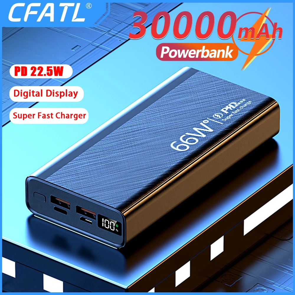 

CFATL Power Bank 30000mAh 66W Dual Port Power Bank 20000mAh Fast Charging Portable External Battery Charger PowerBank For iPhone