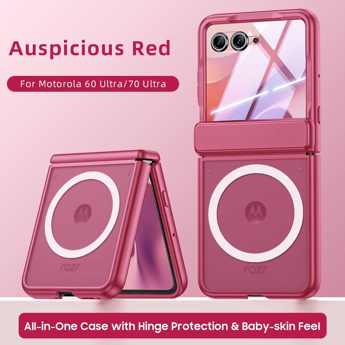 Magnetic Transparent Tempered Glass Phone Case with Matte Clear Cover