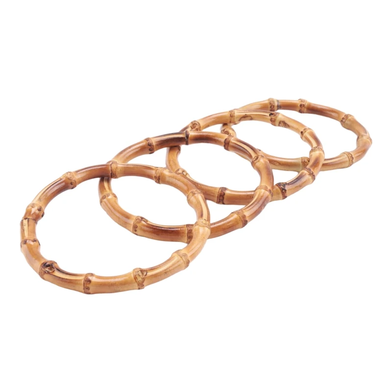 ABXF-4Pcs Wooden Round Bamboo Bag Handle Replacements Handmade Bag Purse Making Handles For Handbag Crafting