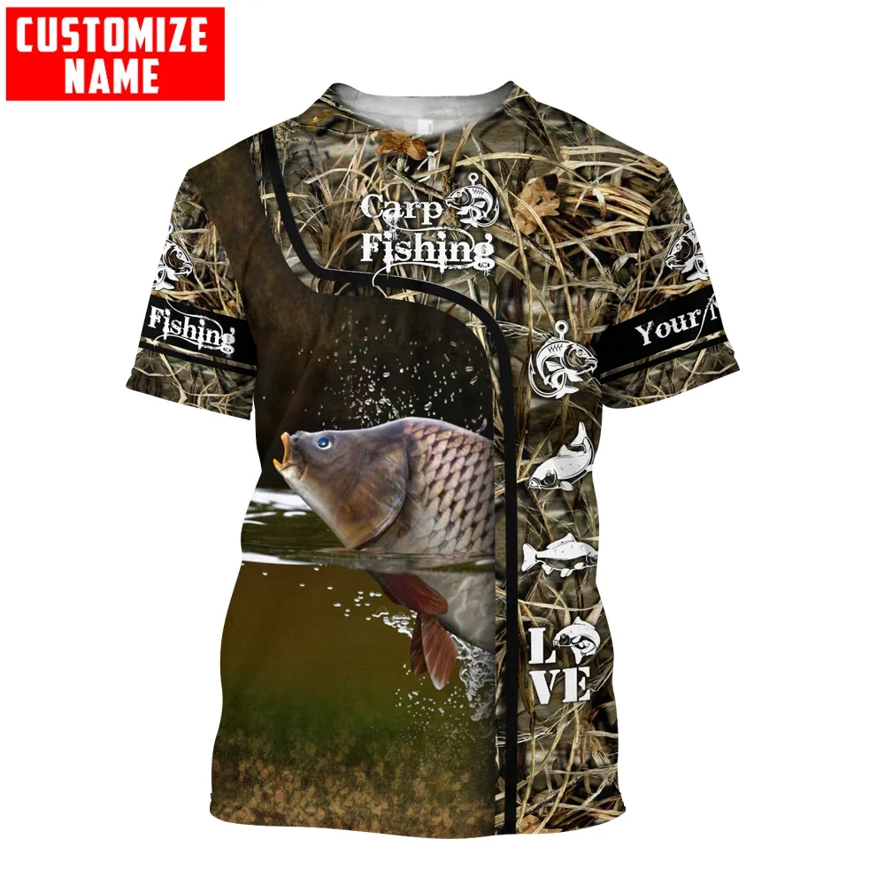 The new 3D print Carp Fishing Hunter Short Sleeve Sweater fishing gear  Hoodie Pullover Beach Pant Fish scale T-shirt Sportswear