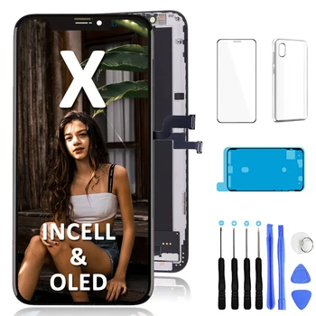 Display AAA per iPhone X 10, Schermo LCD con Touch Digitizer, Ricambio Incell OLED Full Pantalla + Vetro Temperato + Cover per Telefono