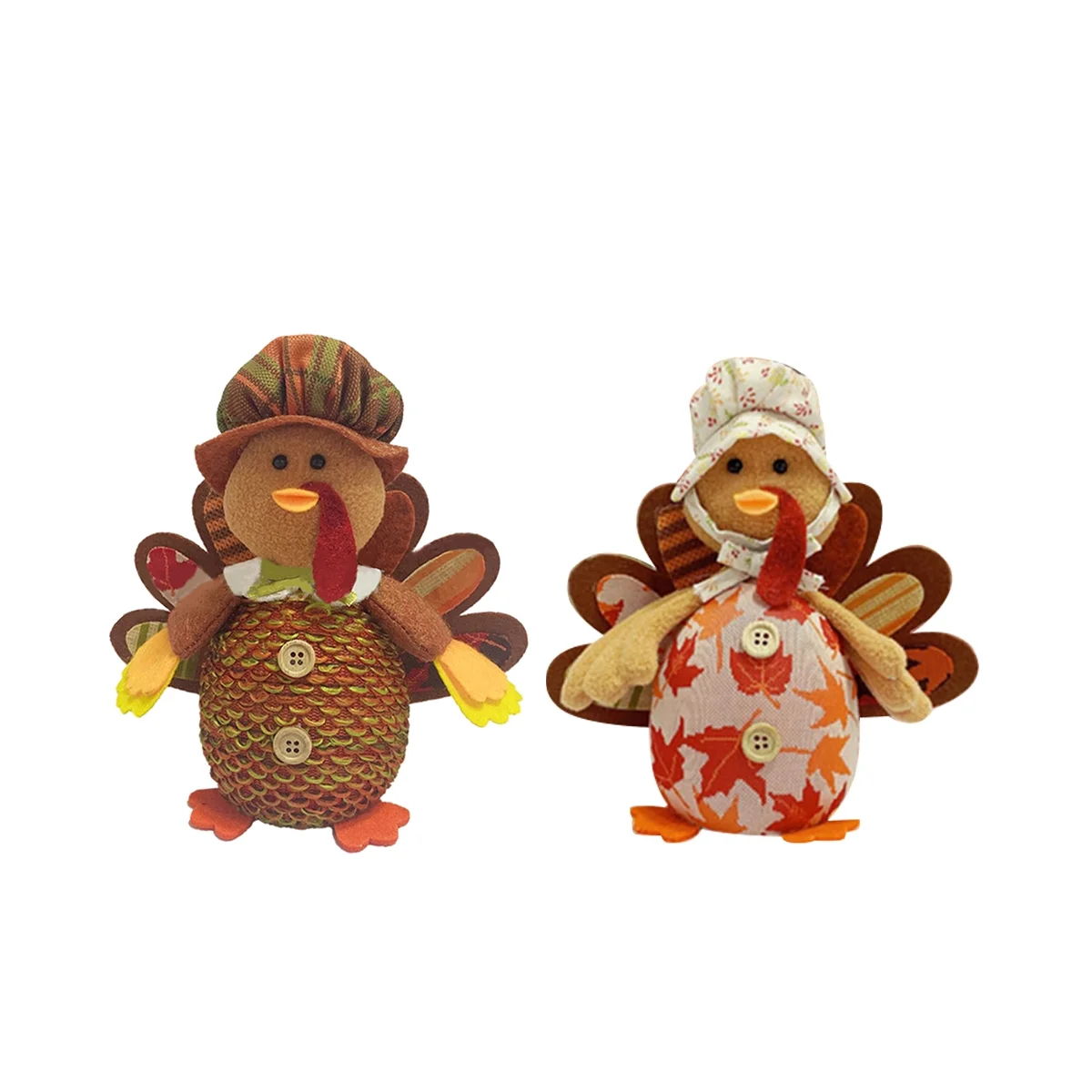 

Thanksgiving Decorations Fall Gnome Decor: 2 Pcs Handmade Turkey Plush Ornaments with Sunflower Maple Leaves