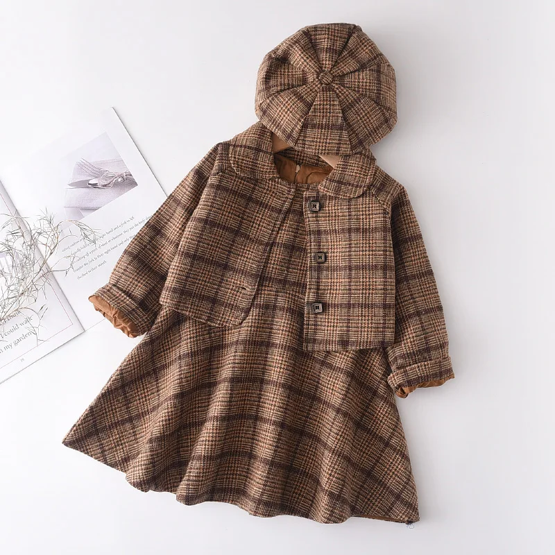 Menoea Kids Clothes Girls Set Autumn Fashion Winter Wool Coats And Skirts Boutique Kids Clothing Sets Teenager Fall Outfits