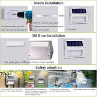1/2/4/10PCS ไฟผนังพลังงานแสงอาทิตย์ 3 LED บันไดไฟเซนเซอร์ตรวจจับแสงกันน้ําระบายน้ํา Ditch รั้วกลางแจ้งระเบียงระเบียง 6