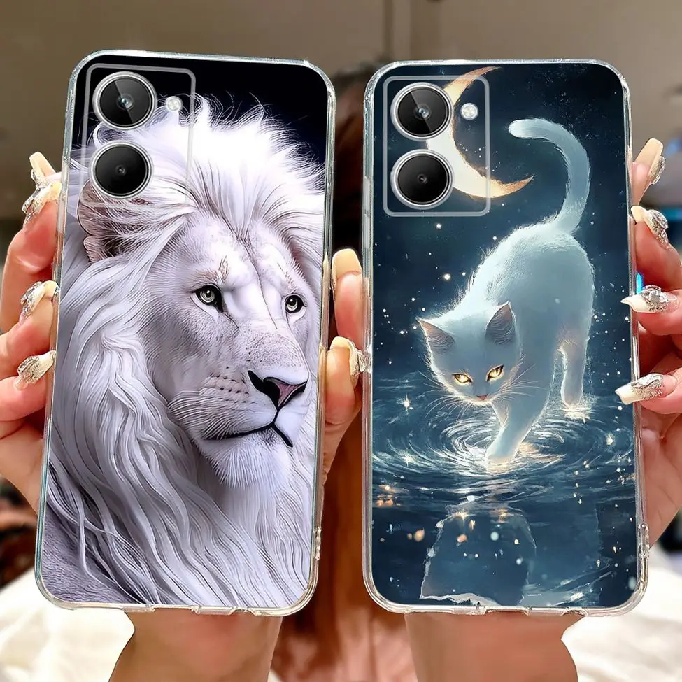 Clear Cute Cat and Floral Design Soft Back Cover - Stylish Protective Bumper Case