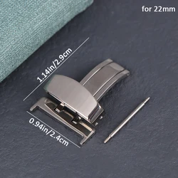 Premium Stainless Steel Butterfly Deployment Watch Strap Clasp with Folding Button Closure (22mm)