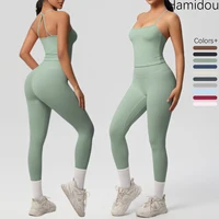 Halter Yoga Top Set Fitness Gym Suit Training Sleeveless Sport Gym Tops Crossover Back Sports Underwear  Tummy Control Slimming