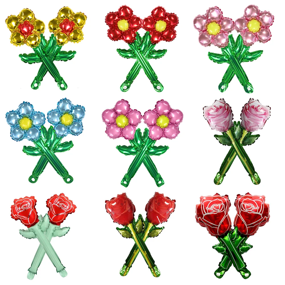 10 Stück Fünfblättrige Blumen-Ballons, Bunte Rosenförmige Ballons für Hochzeit, Geburtstag, Muttertag, Babyparty und Dekorationen